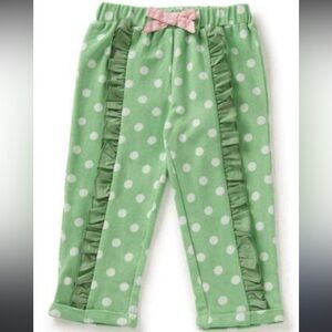 Matilda Jane 3-6 Months Cotton Mint Polka Dot Ruffle Infant Joggers w/ Pink Bow